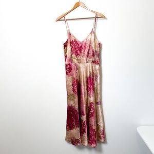 Vintage Silk Floral Midi Bohemian Dress